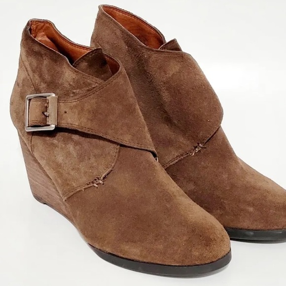 Lucky Brand Samarah suede leather wedge buckle ankle booties - Picture 1 of 7